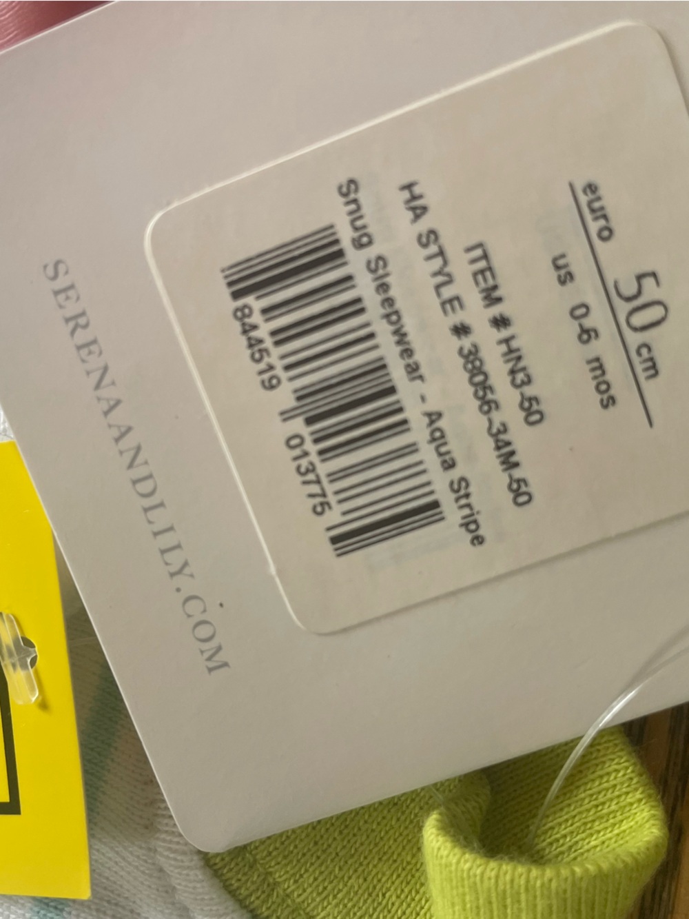 NWT SERENA & LILY Organic Cotton Baby Sleeper. Auqua Stripes. 0-6 months. - Picture 4 of 7